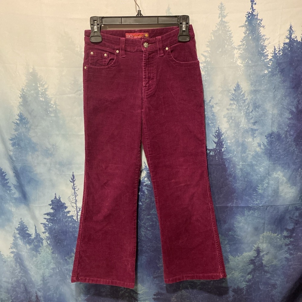 So Pants‎ Youth Girls Size 10 Bootcut Flare Corduroy Stretch Burgundy